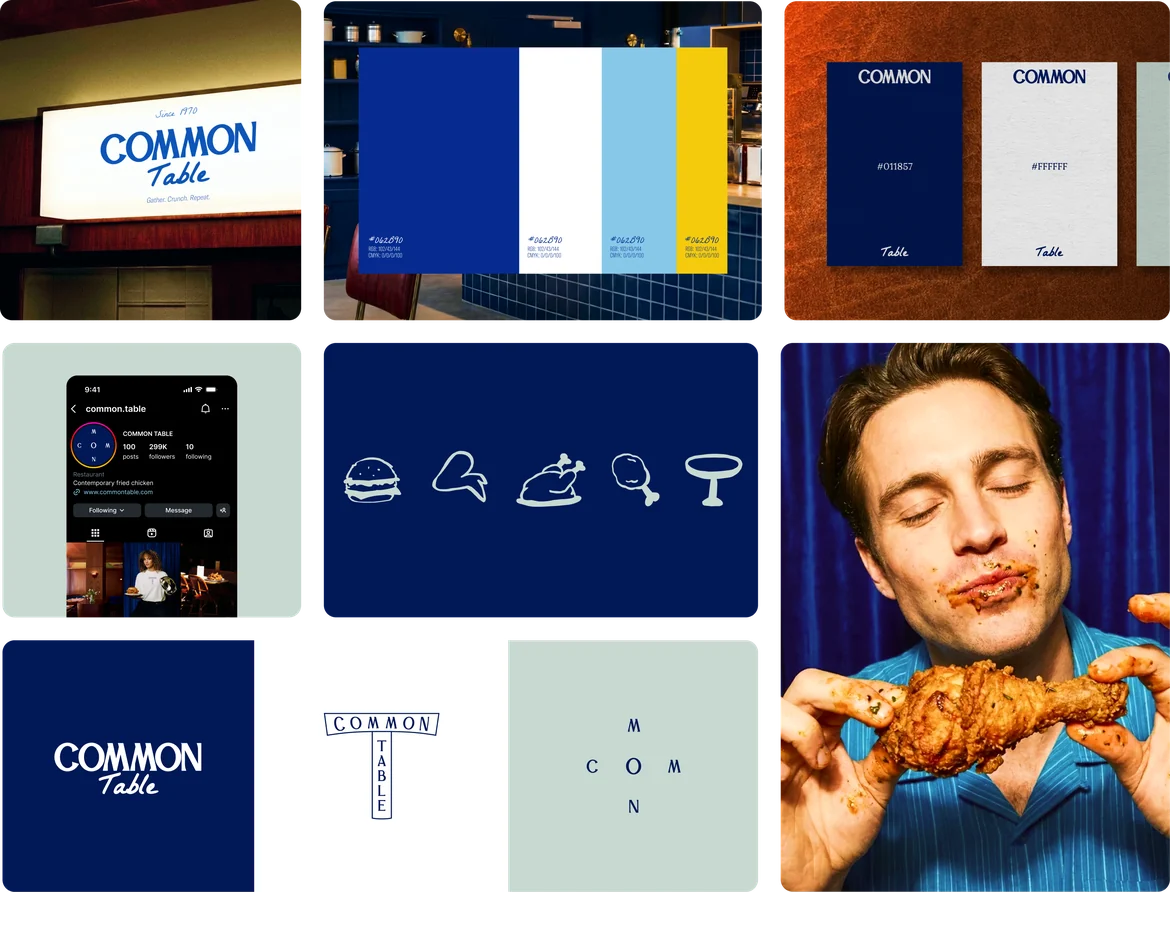 Common Table brand identity board with logo, colour palette and icons