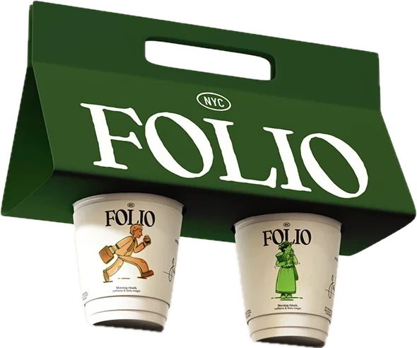 Folio coffee cup carrier packaging design