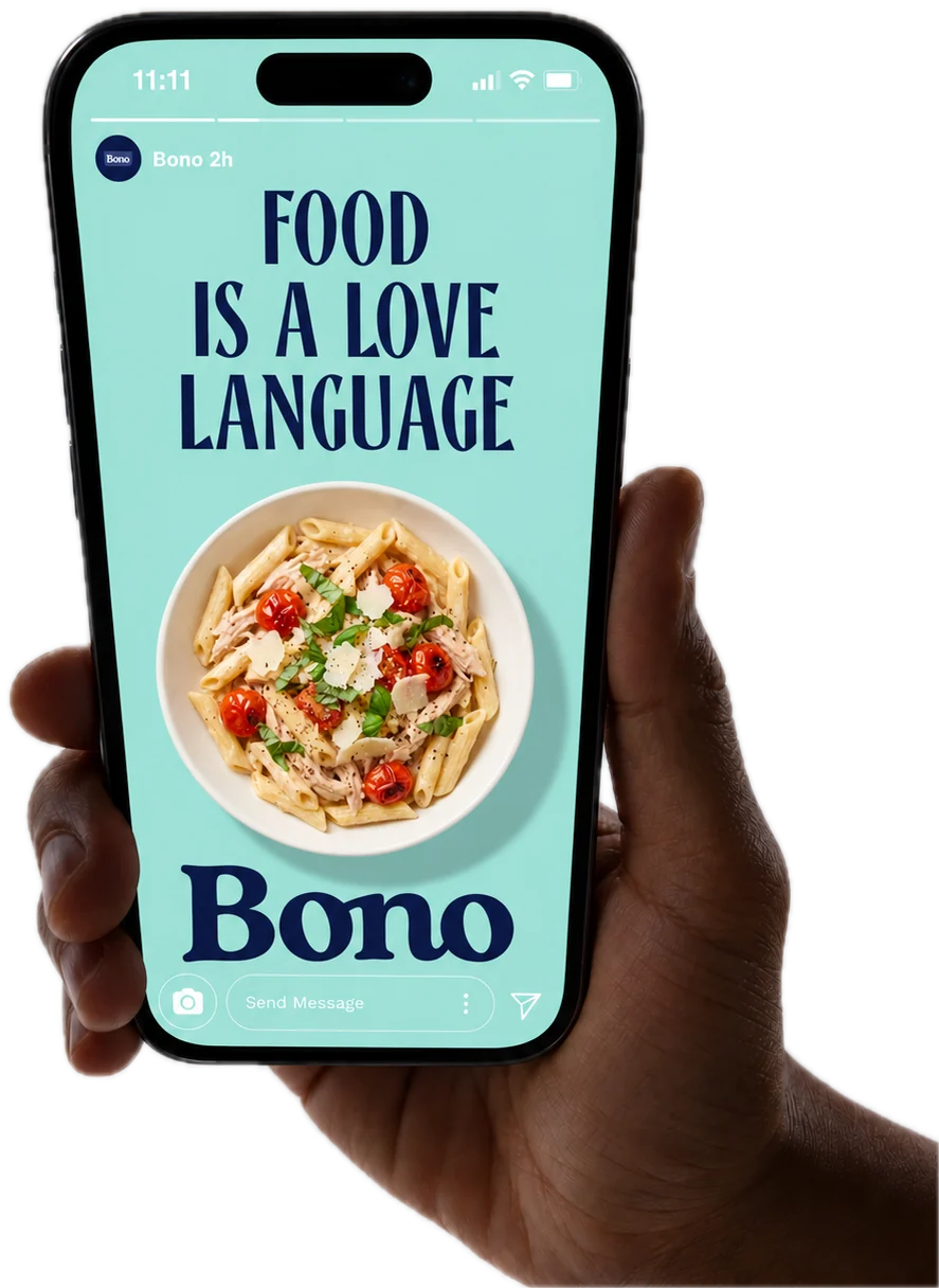Instagram story ad for Bono shown on a phone