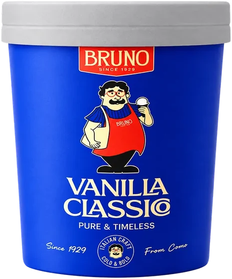 Bruno ice cream tub packaging design