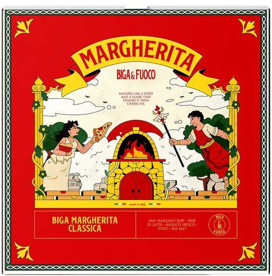 Biga & Fuoco pizza box packaging design