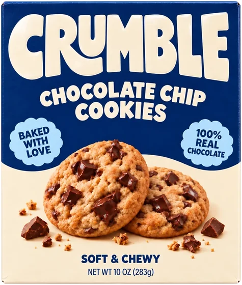 Crumble cookie box packaging design